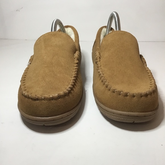 Lands End Men’s Tan Suede Shearling Moccasin Slippers Size 9 NWOB - Picture 2 of 7